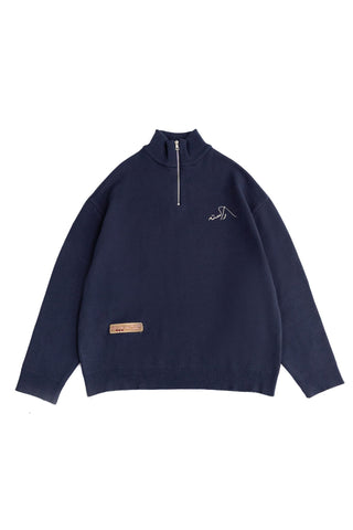 Safarnama Quarter-Zip Embroidered Sweater