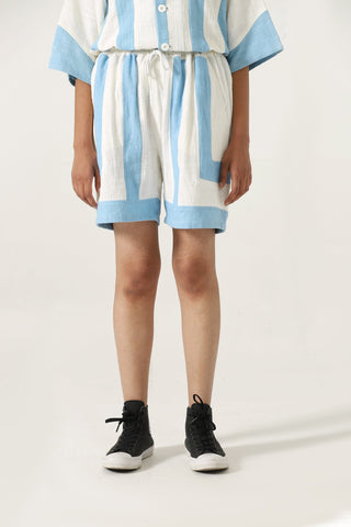 Handwoven striped cotton shorts