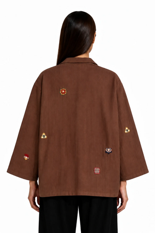 Hand Embroidered Khaddar Button-Down