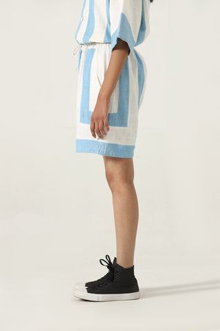 Handwoven striped cotton shorts