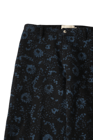 "Forest" block print denim trousers