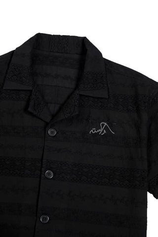 BLACK EMBROIDERED BUTTON-DOWN