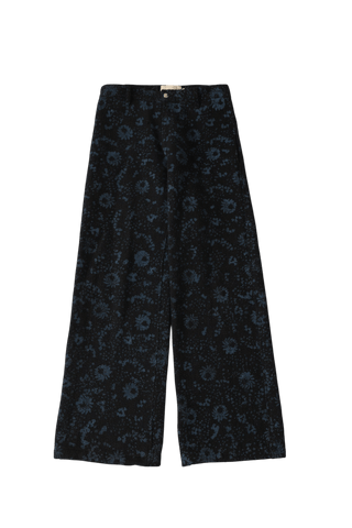 "Forest" block print denim trousers