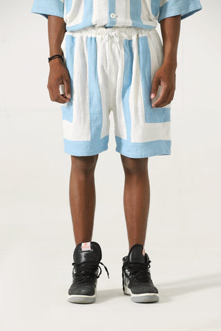 Handwoven striped cotton shorts