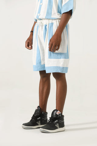 Handwoven striped cotton shorts