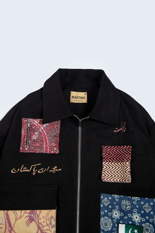 Black Ajrak Denim Trucker
