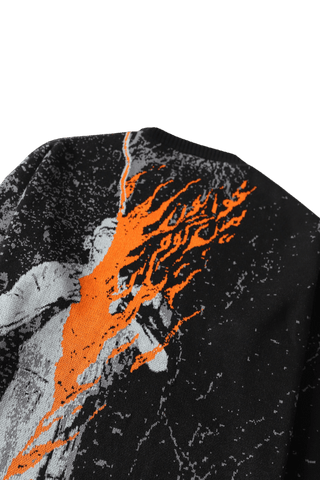 "Fire of man" jacquard knit sweater