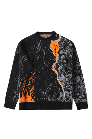 "Fire of man" jacquard knit sweater