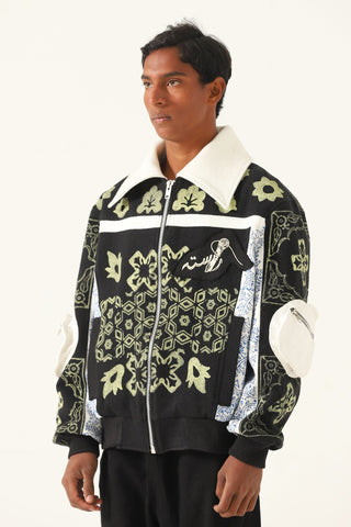 "Calabasas" block print bomber
