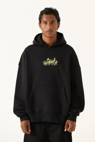 "Alien" printed patchwork hoodie