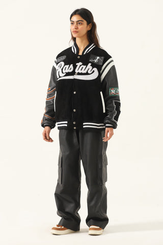 "97 paradise" suede varsity jacket