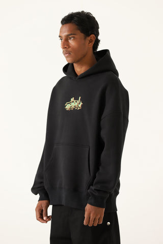 "Alien" printed patchwork hoodie