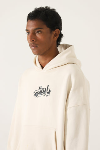 "Chinatown" printed beige hoodie