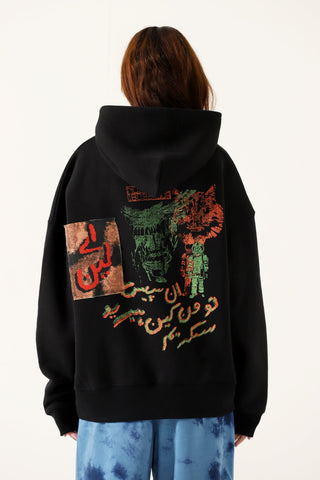 "Alien" printed patchwork hoodie