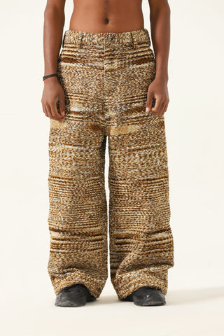 "DISTRESSED VERSES" HANDWOVEN TROUSERS