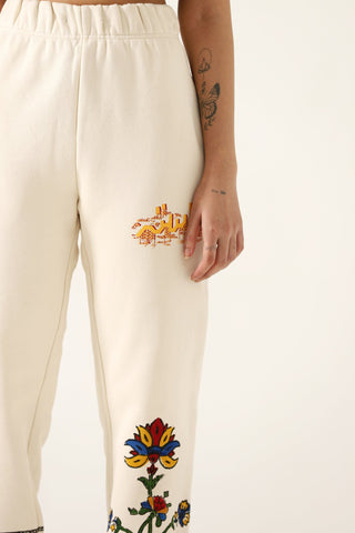 "1975" block print sweatpants