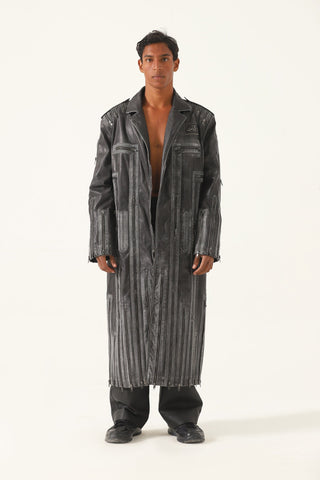 "Vegas in the dark" leather long coat