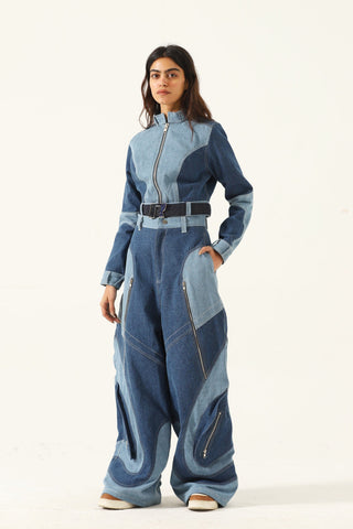Cropped racer denim jacket