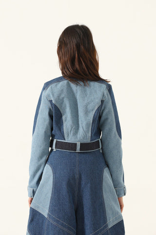 Cropped racer denim jacket