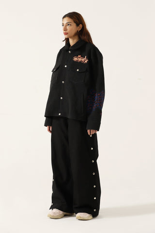 "Jaws " handwoven printed jacket