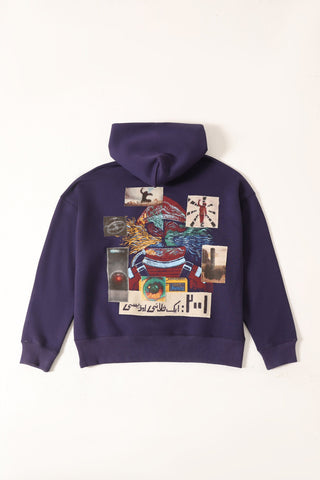 " A space odyssey" printed patchwork hoodie