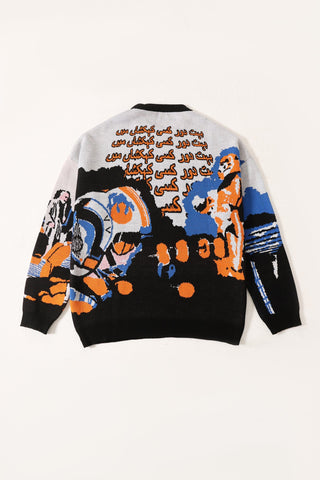 "Space travel" jacqaurd knit sweatshirt
