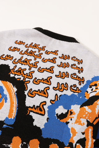 "Space travel" jacqaurd knit sweatshirt