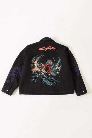 "Jaws " handwoven printed jacket