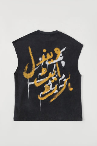 Acid wash graffiti tank top