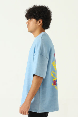 "You and I" screen print blue T-shirt