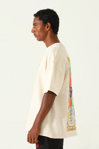 "Life is a circus" printed beige T-shirt