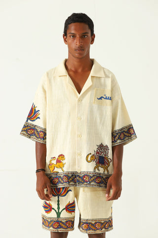 "Emperors circus" hand blockprint button-down