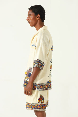 "Emperors circus" hand blockprint button-down