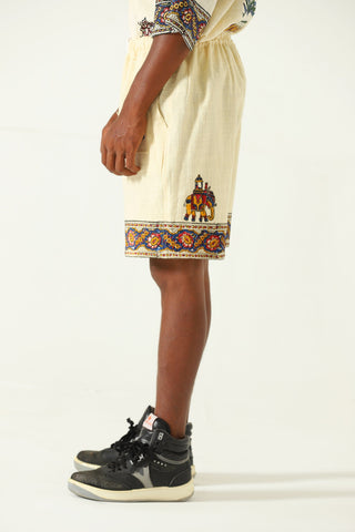 Floral handwoven cotton shorts