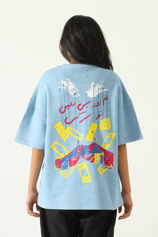 "You and I" screen print blue T-shirt