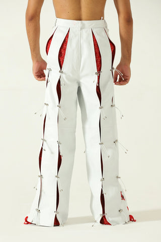 Pleated leather trousers