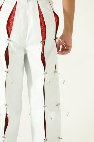 Pleated leather trousers