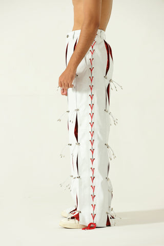 Pleated leather trousers