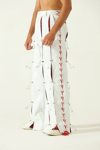 Pleated leather trousers