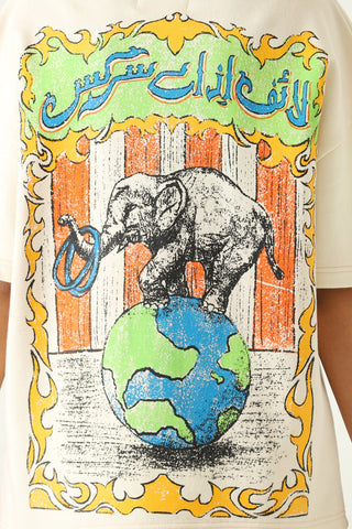 "Life is a circus" printed beige T-shirt