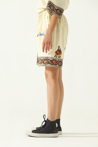 Floral handwoven cotton shorts