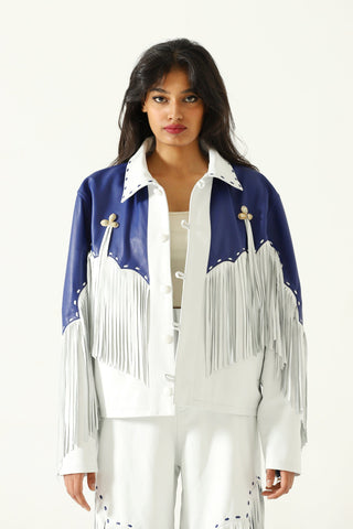 Fringed leather jacket