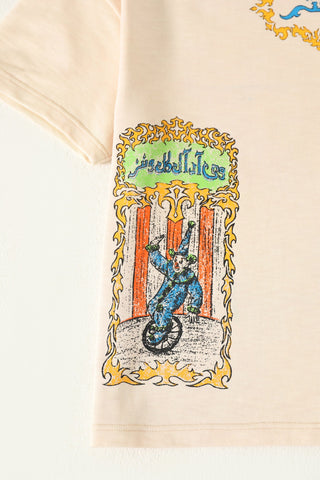 "Life is a circus" printed beige T-shirt