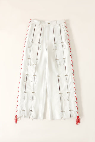 Pleated leather trousers