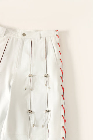 Pleated leather trousers