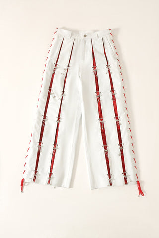 Pleated leather trousers