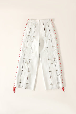 Pleated leather trousers