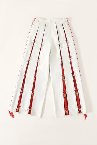 Pleated leather trousers
