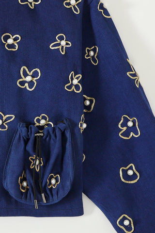 Hand embelished potli denim jacket