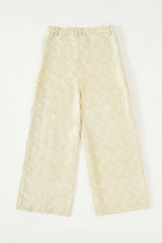Creme silk brocade trousers